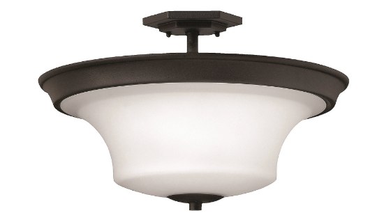 Picture of 100w Foyer Brantley MED Etched White Textured Black Semi-flush Mount