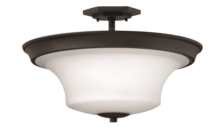 Foto para 100w Foyer Brantley MED Etched White Textured Black Semi-flush Mount