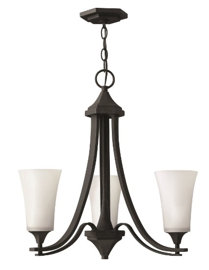 Picture of 100w Chandelier Brantley MED Etched White Textured Black Three Light