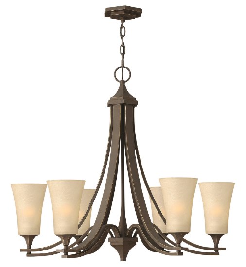 Picture of 100w Chandelier Brantley MED Marbled Amber Oil Rubbed Bronze Single Tier