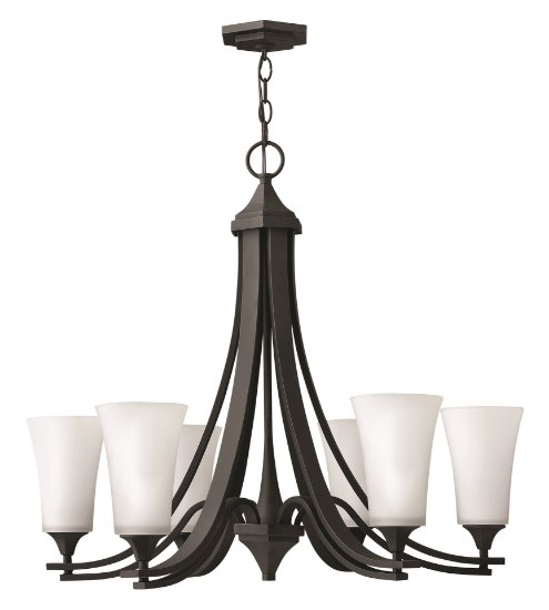 Picture of 100w Chandelier Brantley MED Etched White Textured Black Single Tier