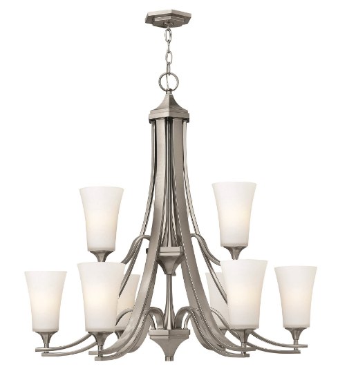 Foto para 75w Chandelier Brantley MED Etched Opal Brushed Nickel Two Tier Foyer