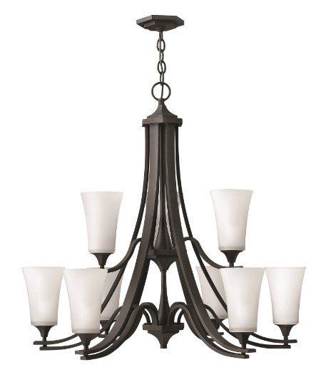 Foto para 75w Chandelier Brantley MED Etched White Textured Black Two Tier Foyer