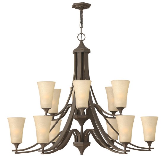 Picture of 60w Chandelier Brantley MED Marbled Amber Oil Rubbed Bronze Two Tier Foyer