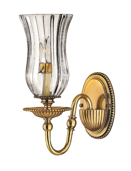 Foto para 60w Sconce Cambridge CAND Clear Optic Burnished Brass