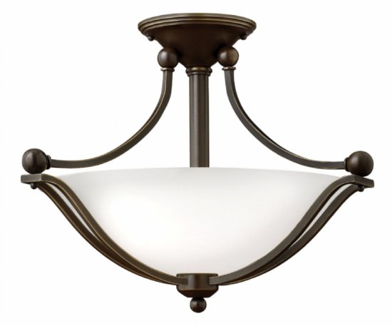 Foto para 32w Foyer Bolla LED Etched Opal Olde Bronze Semi-flush Mount