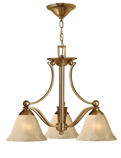 Picture of 100w Chandelier Bolla MED Light Amber Seedy Brushed Bronze Three Light Downlight