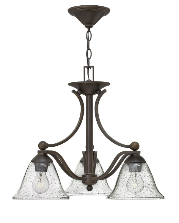 Foto para 100w Chandelier Bolla MED Clear Seedy Olde Bronze Three Light Downlight