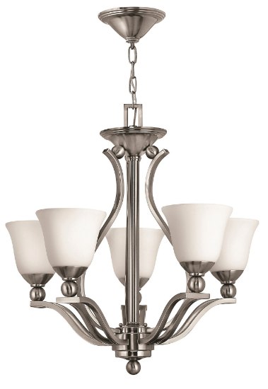 Picture of 100w Chandelier Bolla MED Etched Opal Brushed Nickel Single Tier Foyer