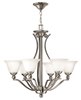 Picture of 100w Chandelier Bolla MED Etched Opal Brushed Nickel Single Tier Foyer