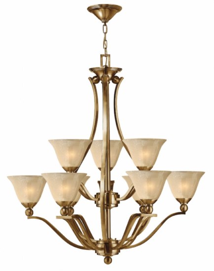 Picture of 100w Chandelier Bolla MED Light Amber Seedy Brushed Bronze Two Tier Foyer