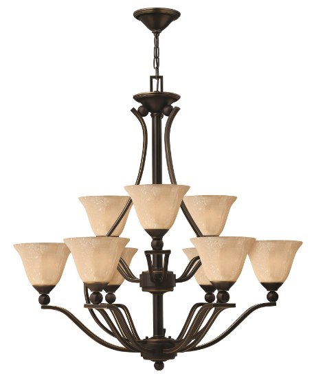 Picture of 100w Chandelier Bolla MED Light Amber Seedy Olde Bronze Two Tier Foyer