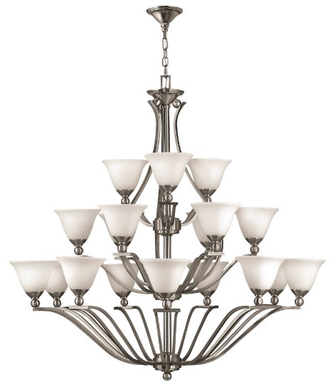 Picture of 60w Chandelier Bolla MED Etched Opal Brushed Nickel Three Tier Foyer