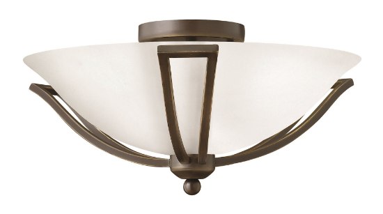 Foto para 75w Bath Bolla MED Etched Opal Olde Bronze Flush Mount