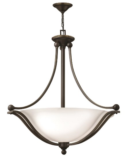 Foto para 75w Foyer Bolla MED Etched Opal Olde Bronze Inverted Pendant