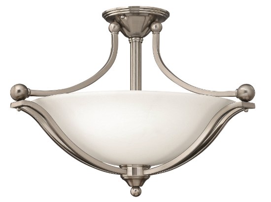 Foto para 100w Foyer Bolla MED Etched Opal Brushed Nickel Semi-flush Mount