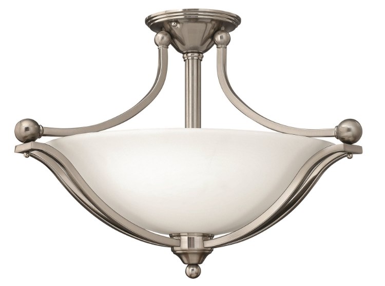 Foto para 100w Foyer Bolla MED Etched Opal Brushed Nickel Semi-flush Mount