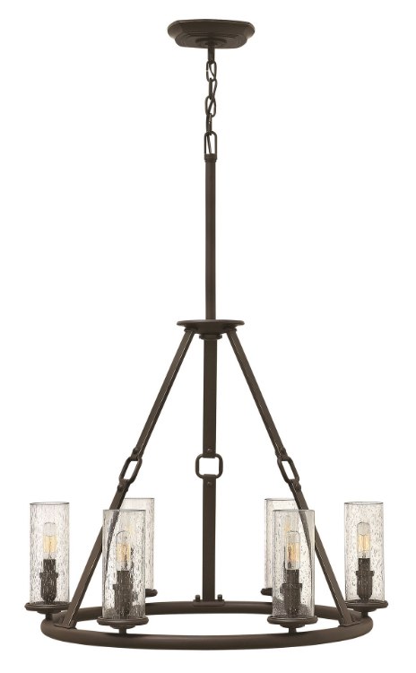 Foto para 60w Chandelier Dakota CAND Clear Seedy Oil Rubbed Bronze Single Tier