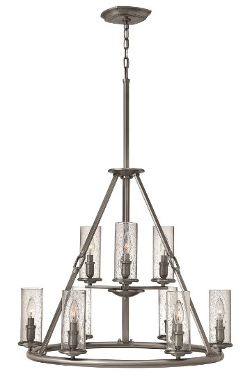 Picture of 60w Chandelier Dakota CAND Clear Seedy Polished Antique Nickel Two Tier Foyer