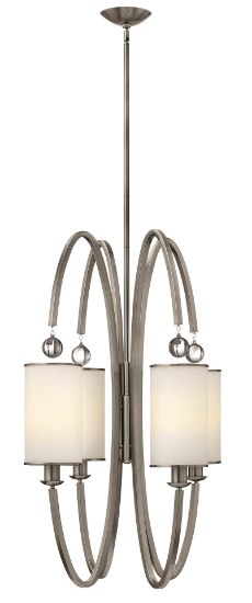 Picture of 100w Foyer Monaco MED Etched Opal Metal Trimmed Glass Shade Brushed Nickel Stem Hung Foyer