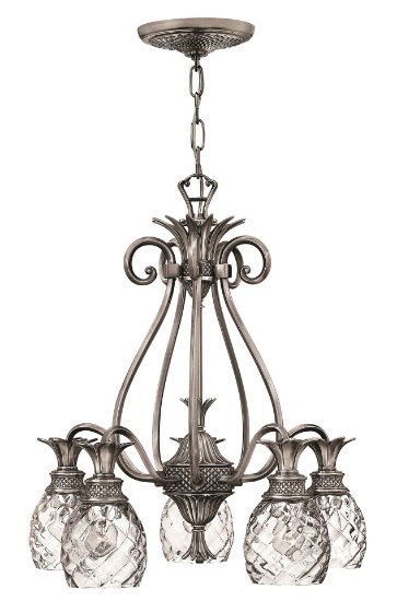 Foto para 60w Chandelier Plantation MED Clear Optic Polished Antique Nickel Downlight Foyer