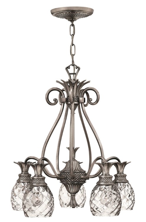 Picture of 60w Chandelier Plantation MED Clear Optic Polished Antique Nickel Downlight Foyer
