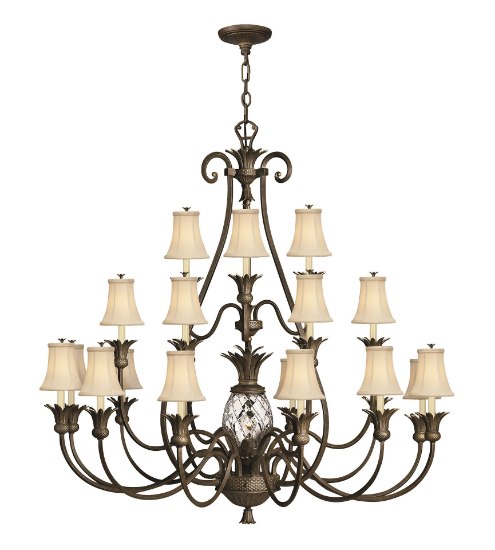 Foto para 50w Chandelier Plantation CAND MED Clear Optic Pearl Bronze Three Tier Foyer