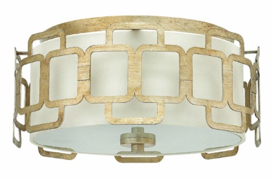 Picture of 60w Foyer Sabina MED Etched Lens Silver Leaf Flush Mount