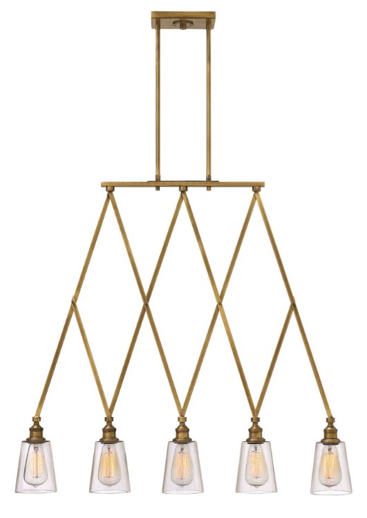 Picture of 60w Chandelier Gatsby MED Clear Heritage Brass Stem Hung Linear