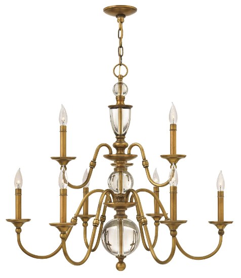 Foto para 60w Chandelier Eleanor CAND Heritage Brass Two Tier Foyer