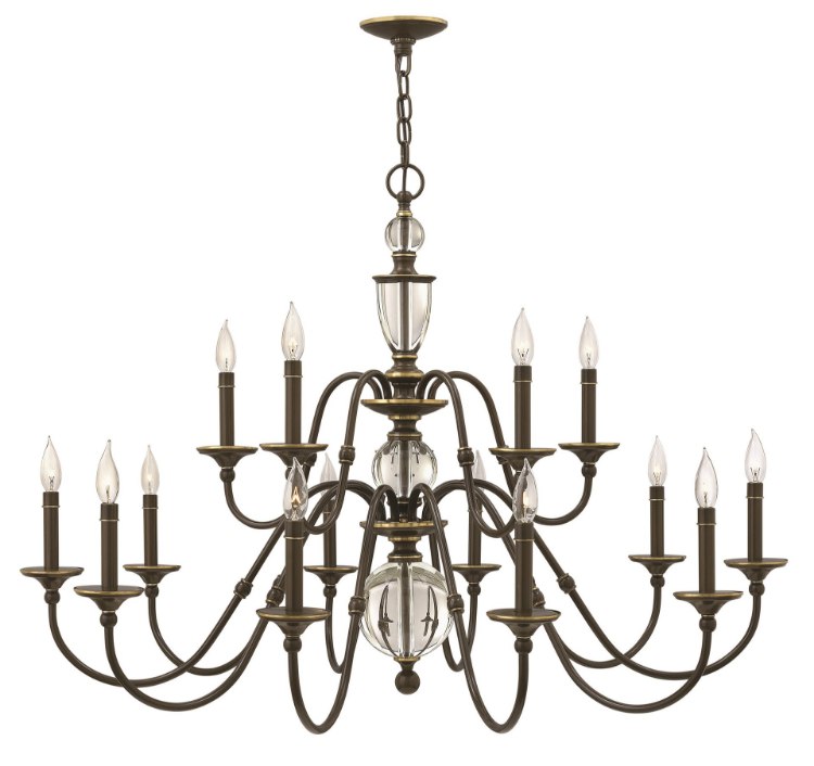 Picture of 60w Chandelier Eleanor CAND Light Oiled Bronze Two Tier Foyer