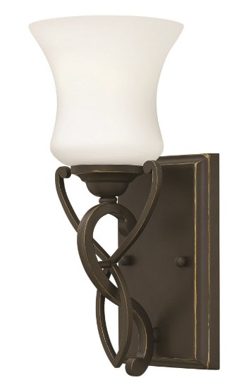 Foto para 15w Bath Brooke LED Etched Opal Olde Bronze Bath Sconce