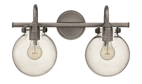 Picture of 100w Bath Congress MED Clear Glass Antique Nickel Bath Two Light