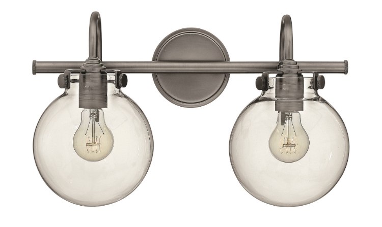 Picture of 100w Bath Congress MED Clear Glass Antique Nickel Bath Two Light