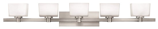 Foto para 60w Bath Taylor G-9 Etched White Brushed Nickel Bath Five Light