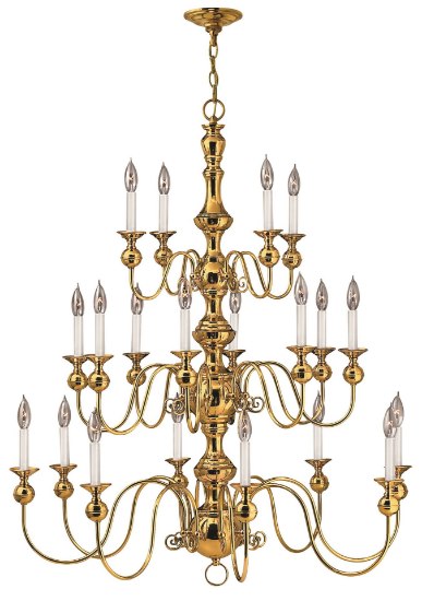 Foto para 25w Chandelier Virginian CAND Polished Brass Three Tier