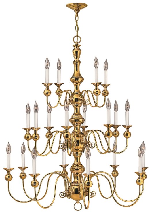 Foto para 25w Chandelier Virginian CAND Polished Brass Three Tier