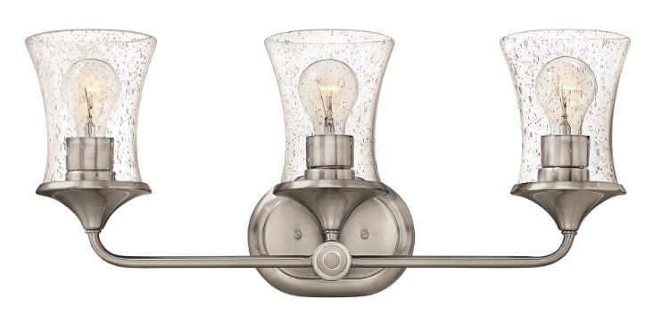 Picture of 100w Bath Thistledown MED Clear Seedy Brushed Nickel Bath Three Light