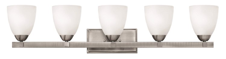 Picture of 100w Bath Pinnacle MED Clear Etched Antique Nickel Bath Five Light