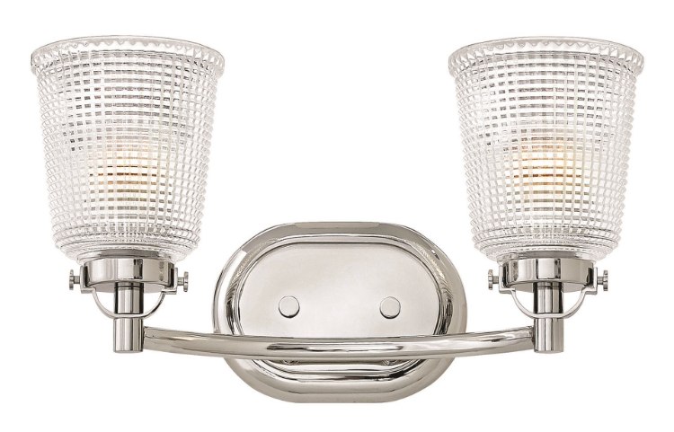 Picture of 100w Bath Bennett MED Clear Holophane Polished Nickel Bath Two Light