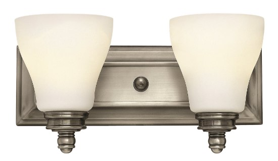 Picture of 100w Bath Claire MED Etched Opal Antique Nickel Bath Two Light