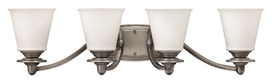 Picture of 100w Bath Plymouth MED Etched Opal Polished Antique Nickel Bath Four Light