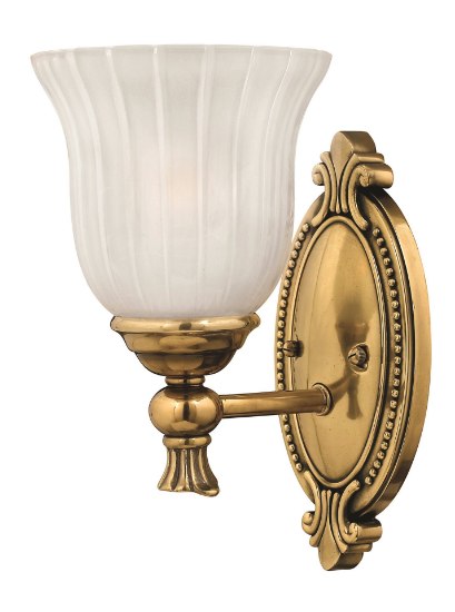 Picture of 100w Bath Francoise MED Frosted Ribbed Burnished Brass Bath Sconce