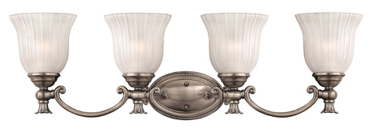 Picture of 100w Bath Francoise MED Frosted Ribbed Polished Antique Nickel Bath Four Light