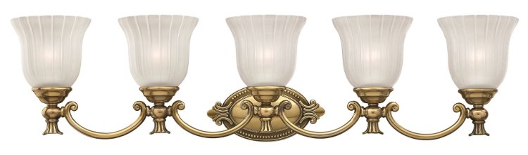 Picture of 100w Bath Francoise MED Frosted Ribbed Burnished Brass Bath Five Light