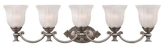 Picture of 100w Bath Francoise MED Frosted Ribbed Polished Antique Nickel Bath Five Light