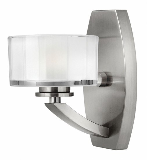 Picture of 4.5w Bath Meridian G9 LED Thick Faceted Clear Inside Etched Brushed Nickel Bath Sconce