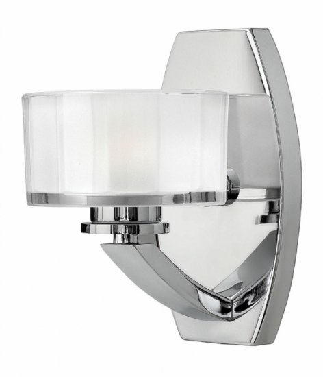 Foto para 4.5w Bath Meridian G9 LED Thick Faceted Clear Inside Etched Chrome Bath Sconce