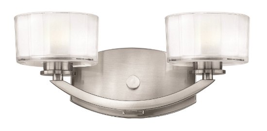 Picture of 4.5w Bath Meridian G9 LED Thick Faceted Clear Inside Etched Brushed Nickel Bath Two Light