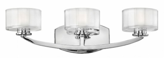 Picture of 4.5w Bath Meridian G9 LED Thick Faceted Clear Inside Etched Chrome Bath Three Light